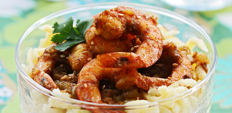 Langostinos al curry