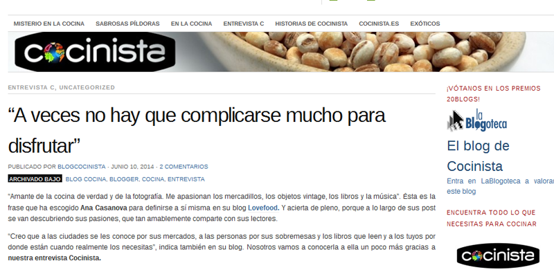 Entrevista en cocinista.es